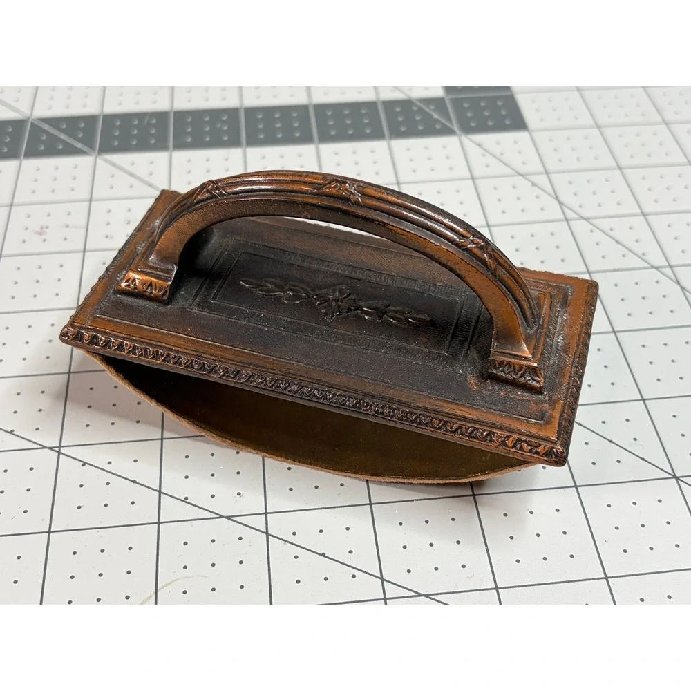 Antique Victorian Style Rocker Ink Blotter Copper Finish Floral Desk Accessory